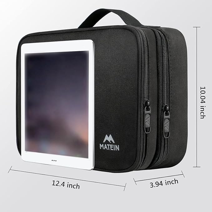 MATEIN Cable Organizer Bag, Large Travel Storage Bag, Sturdy Tool Case | with Handle, Carrying Case for Phone, Cord, Electronics Accessories, Tablet (Up to 12.9inch), Powerbank, Hard Drive, Black - Image 8
