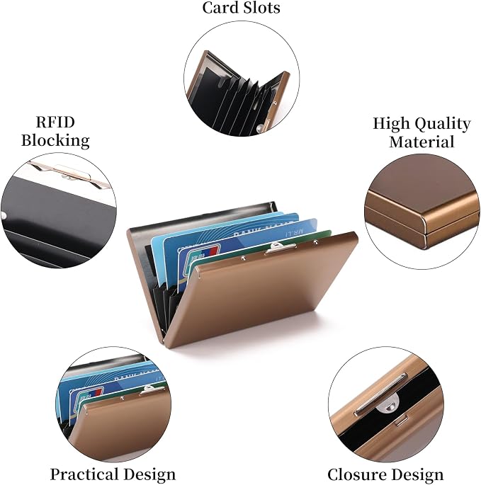 Stainless Steel Credit Card Wallet RFID Blocking Metal Case Pocket Business Card Holder for Women and Men - Image 4