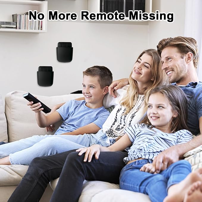 3 Pcs Remote Control Holder, Wall Mount Pen Holder Hole-Free Self Adhesive Phone Charging Organizer Pencil Storage Containers for Home Office School Supply Orgaizer ​(Black - Image 3