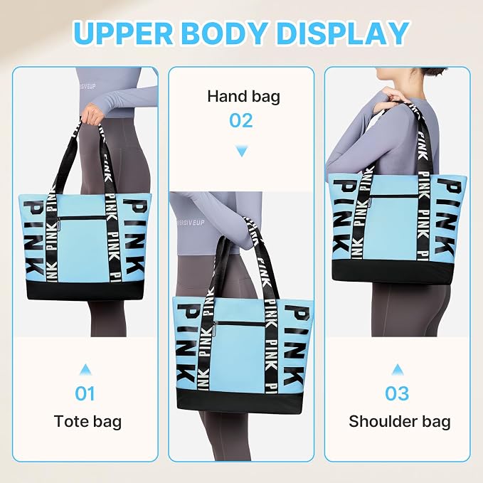 Boomistry Travel Tote Bag for Women, Large Waterproof Beach Bag for Daily | 17L Tote Bag with Zipper, Travel Handbags For Daily, College, Work, Shopping - Image 7