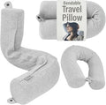 Dot&Dot Twist Memory Foam Travel Pillow, Bendable Neck Pillow for Airplane, Car and Home, 26-Inch Adjustable Roll with Washable Cotton Cover, Gray by DotDot