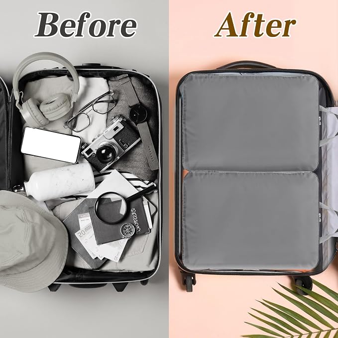Hosuly 6 Pcs Large Ultralight Compression Packing Cubes for Travel 17.3 x 12.6'' XL Large Expandable Luggage Storage Organizers for Save Space Family Long Trips (Dark Gray) - Image 6