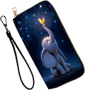Women's RFID Blocking PU Leather Zip-Around Wallet, Large Capacity Clutch with Phone Holder, Travel Purse & Card Organizer with Removable Wristlet,Starry Sky Elephant Bird by Unknown