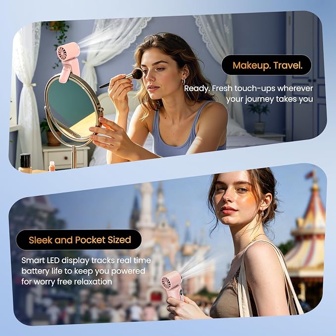 Portable handheld Fan Clip-On Mini Fan 3000mAh 5-speed 180° Rotating | 14500 RPM personal fan Pocket Size USB Cooling Fan for Travel, Beach, Makeup, Office, indoor and outdoor - Image 7
