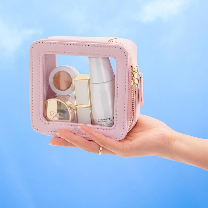 Aveniee Small Clear Makeup Bag,Mini Travel Toiletry Organizer TSA Approved,Waterproof Cosmetic Case with Zipper,Cute Car Essentials Pouch for Women,Pink - Image 6