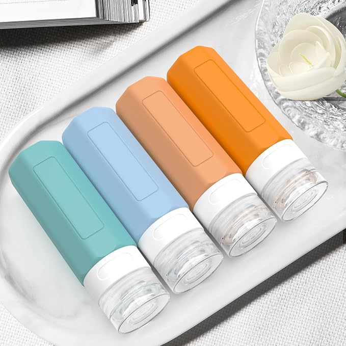 Redfly Travel Bottles for Toiletries, Tsa Approved 3oz Travel Size Containers, Leak Proof Travel Size Toiletries Bottles Silicone, BPA Free Refillable Shampoo Conditioners Essentials Kit, Mixed - Image 6