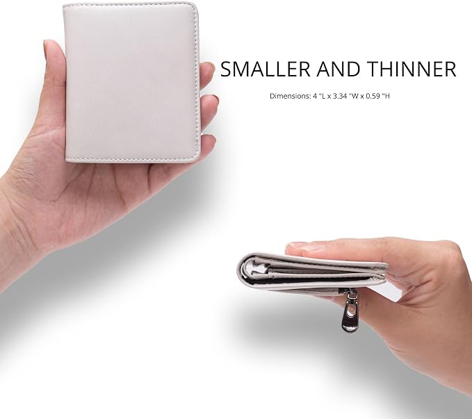 Alldaily Small RFID Wallet for Women Slim Compact Bifold Pocket Ladies Travel Mini Purse (White) - Image 2