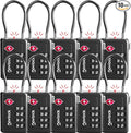 TSA Approved Luggage Locks, Travel Locks with Inspection Indicator | TSA008, Easy to Read Dials, 4 Digit Combination, Flexible Steel Cable, for Suitcases, Backpacks, Bags, 10-Pack, Black by Unknown