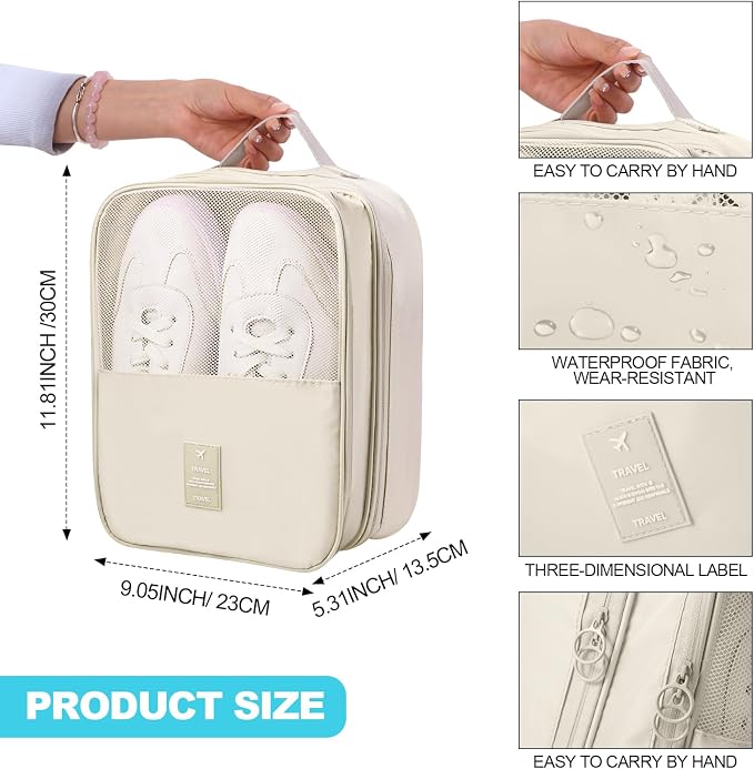 Windyun 4 Pcs Shoe Bags for Travel Holds 3 Pair of Shoes Portable Shoe Storage Pouch Waterproof Shoes Packing Cubes with Handle Organizer Travel for Suitcase Daily Use(Classic Colors) - Image 2