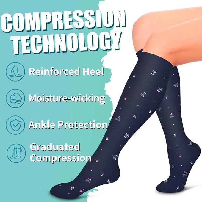 Compression Socks for Women & Men Circulation(6 pairs)-Graduated Supports Socks for Running, Athletic Sports - Image 5