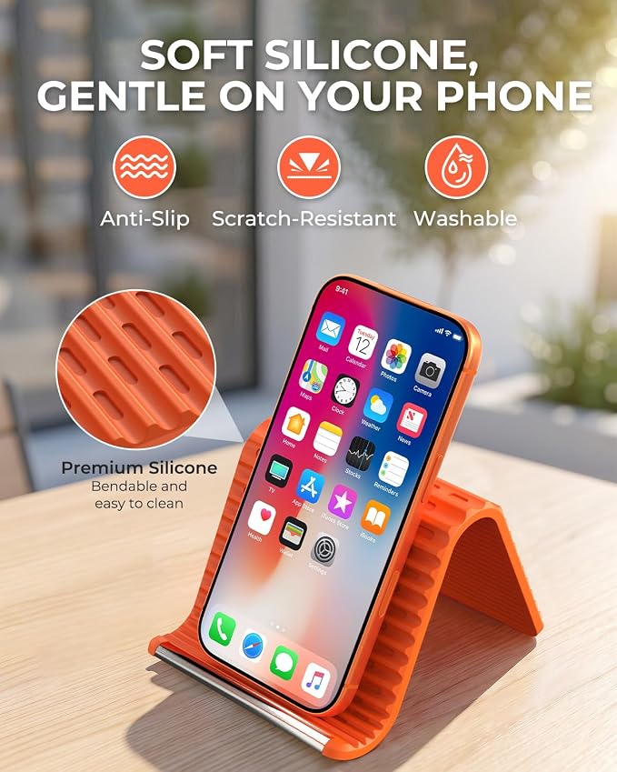 2026 Airplane Phone Holder, Flexible Silicone Portable Phone Stand | Foldable for Desk Bed Office, Travel Essentials Hands Free Mount for iPhone Tablet Laptop,Anti-Slip & Scratch-Resistant - Image 5
