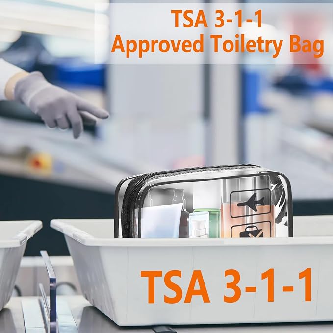Clear Makeup Bags TSA Approved Toiletry Bag-6Pack | 6Pcs,Clear Travel Bags for Toiletries, Carry on Airport Airline Compliant Bag,Black - Image 3