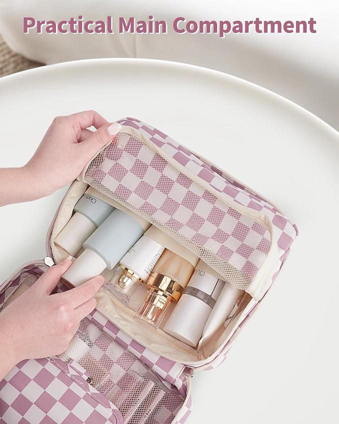Narwey Small Hanging Travel Toiletry Bag for Women, Travel Bag for Toiletries, Makeup Bag Organizer Cosmetic Bags Make Up Bags for Girls - Image 3