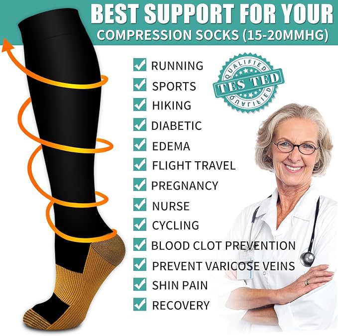 3 Pack Medical Compression Sock-Compression Sock For Women and Men Circulation -Best for Running,Nursing,Athletic Sports - Image 5