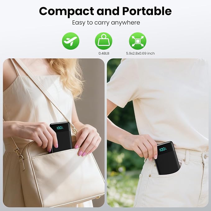 Portable Charger with Built-in AC Plug and Cables,13800mAh All in One USB C Fast Charging Power Bank,Travel Essentials Portable Phone Charger Battery Pack for iPhone 17/16/15/14/13,Galaxy,Android etc - Image 5