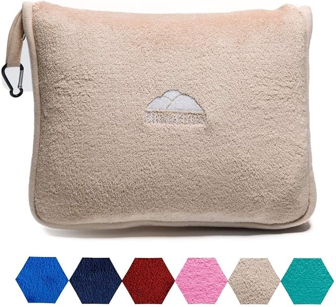 BlueHills Premium Soft Plush Travel Blanket Value Pack Set of 2 - Airplane Travel Essential Flight Blanket Throw in a case Compact Car Plane Travel Gift – Beige and Royal Blue. - Image 9