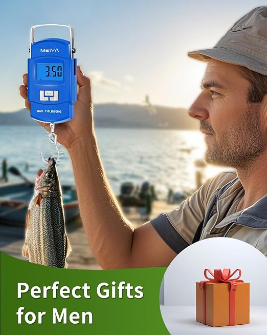 MEIYA Fish Scale 110lb Portable Luggage Scale Travel Digital Hanging Scale with Hook, Fishing Gifts for Men, Weighing Tool for Suitcases & Fish, Includes 2 AAA Batteries, Backlit LCD Display (Blue) - Image 5