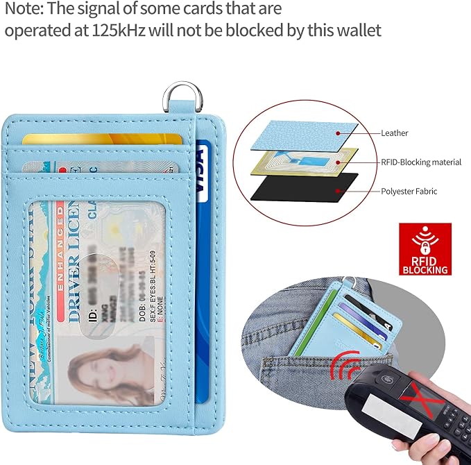 Slim Minimalist Front Pocket Wallet, RFID Blocking Credit Card Holder Wallet with Detachable D-Shackle for Men Women - Image 4