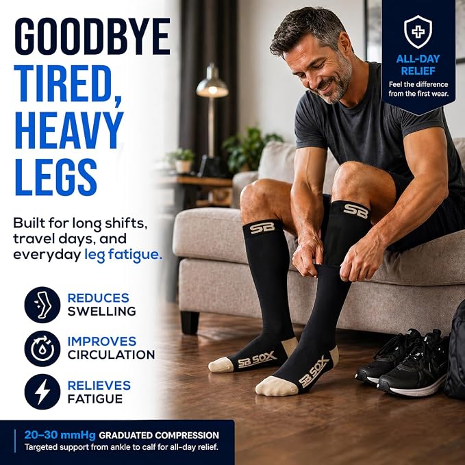 SB SOX Compression Socks for Men & Women (20-30mmHg) | Best Quality Compression Socks for Flying, Medical, Sports, Wide Calf Fit, Pregnancy, and Daily Wear. Trusted since 2016. - Image 2