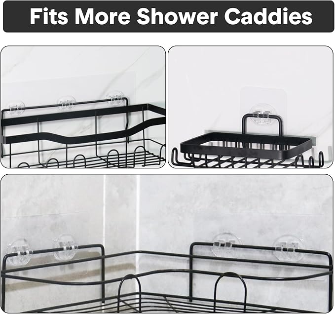 23 Pack Shower Caddy Replacement, Strong Adhesive Strips for Shelf, Waterproof Wall Hooks, No Drilling, Transparent, for Bathroom Organizer and Kitchen Racks - Image 7