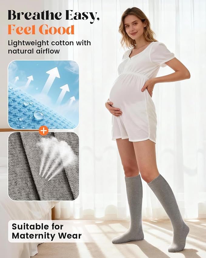 LEVSOX Cotton Compression Socks for Women Men 20-30 mmHg Knee High Cute Support Sock for Nurses Flying Pregnancy - Image 4