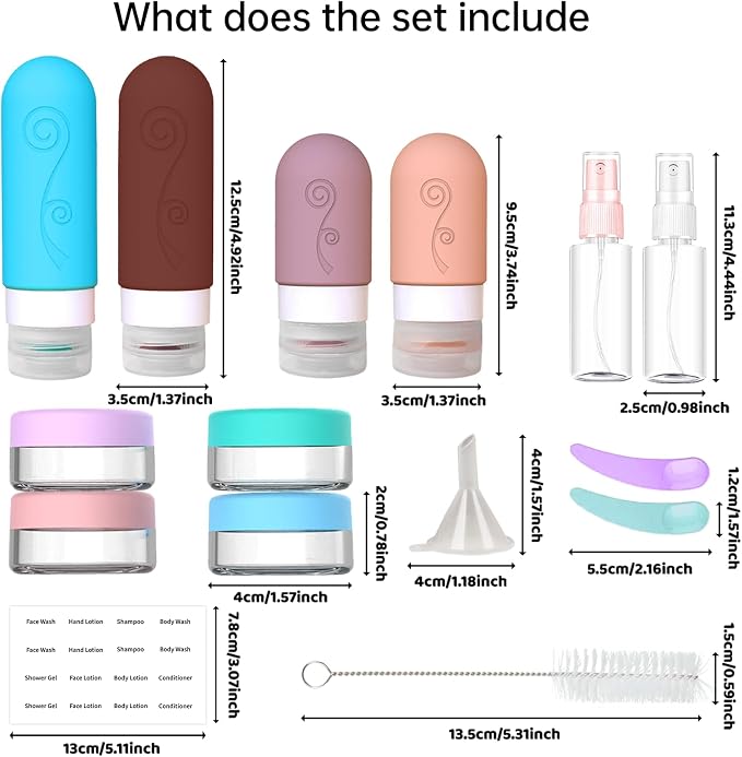 vodvob Travel Bottles Set - TSA Approved, Leak Proof, Silicone, Reusable, BPA Free - 16 Pack, 2oz 3oz - Image 4