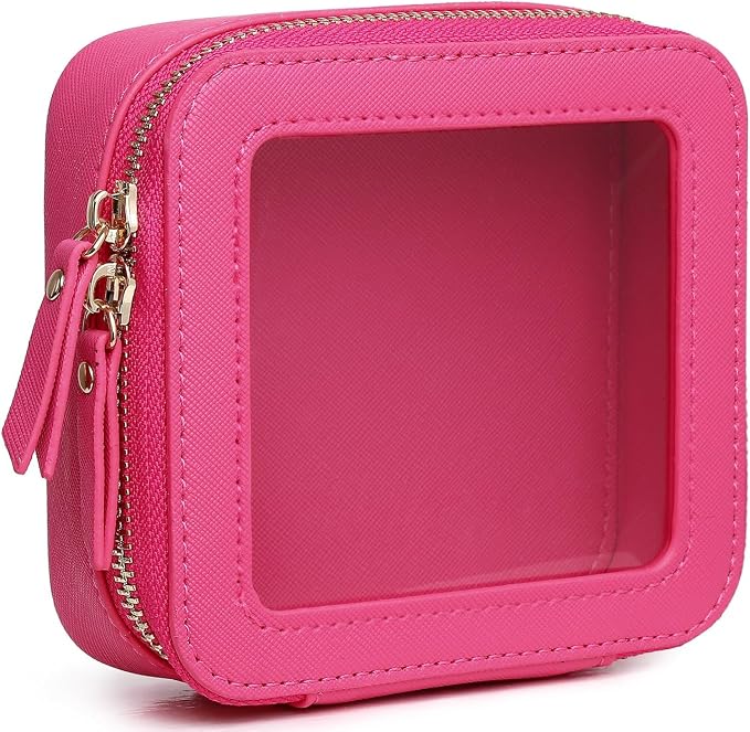 Pinkmik Mini Clear Makeup Bag, Fuxia, MINI | Small Size, Cosmetic & Toiletry Case, Zipper Closure, Purse Organizer, Car Essentials by Pinkmik