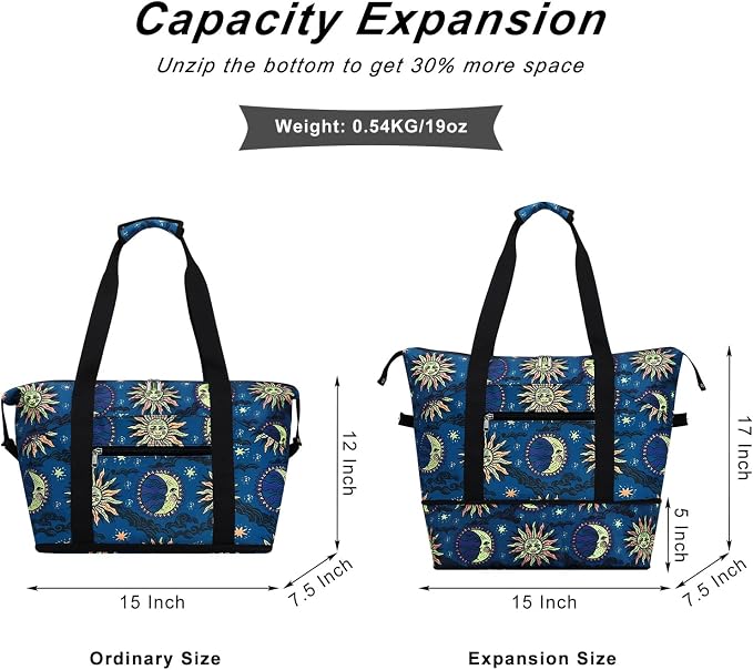 Expandable Duffel Bag for Women with Trolley Sleeve/Wet Pocket Weekender Travel Tote Large Carry On Overnight Luggage - Image 3