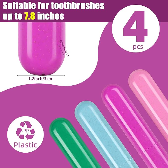 Hooqict 4 Pack Travel Toothbrush Case Portable Travel Toothbrush Holder Plastic Toothbrush Container Protector Cover for Traveling, Camping, Home, School, Business - Image 4