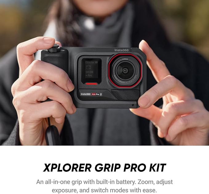 Insta360 Ace Pro 2 Flash Print Bundle - 8K Waterproof Action Camera Co-Engineered with Leica, 1/1.3" Sensor, Dual AI Chip, Leading Low Light, Xplorer Grip Pro Kit for Street Photography - Image 2