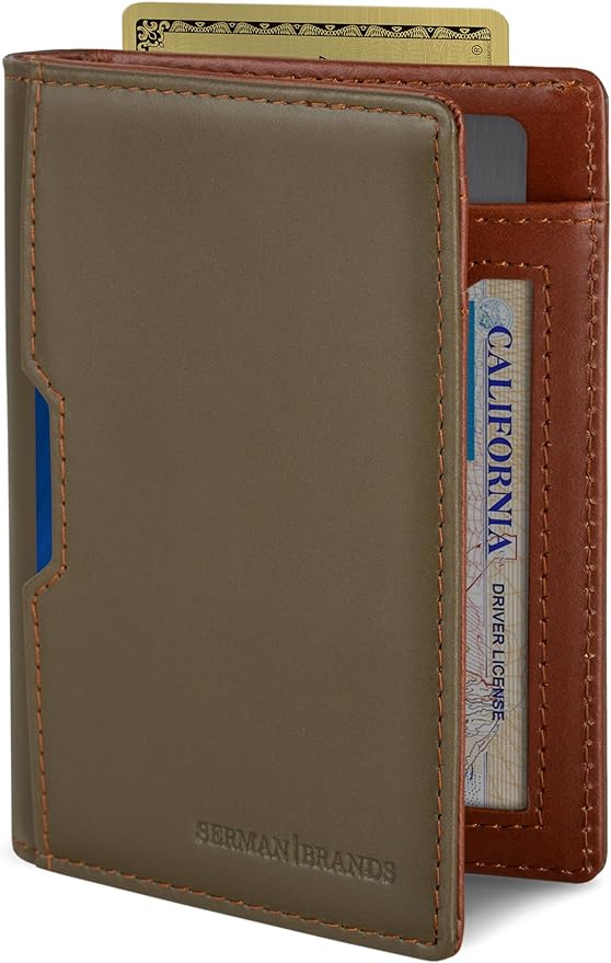 SERMAN BRANDS - Wallets for Men Slim Mens leather RFID Blocking Minimalist Card Front Pocket Bifold Travel Thin by SERMANBRANDS