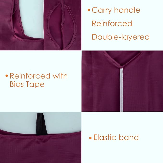 BeeGreen Burgundy Reusable Shopping Bags Wholesale Wine Red Reusable Grocery Bags Bulk Foldable-Machine Washable with Zipper Storage Pouch 20 Pieces - Image 4