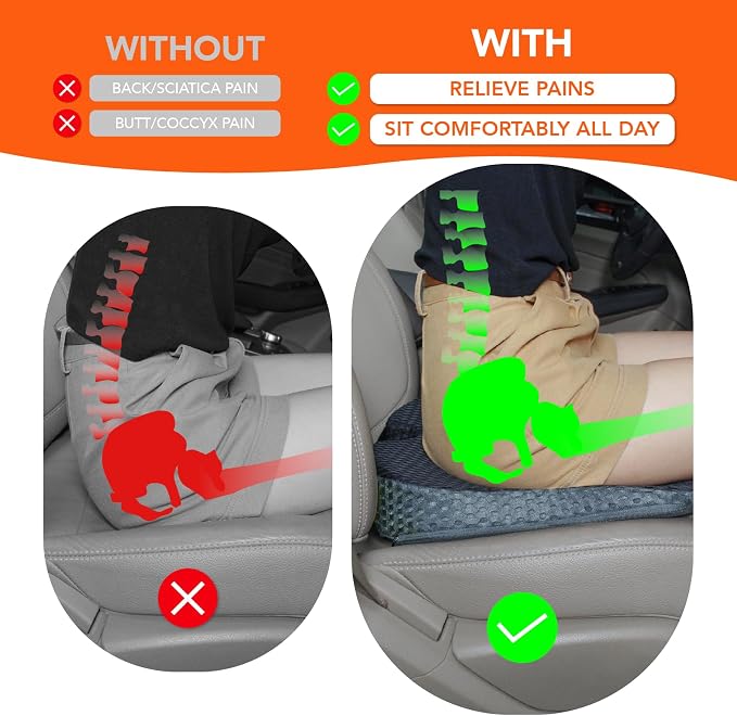 Lofty Aim Car Seat Cushion, Comfort Memory Foam Car Cushions for Driving (Gray) - Image 3