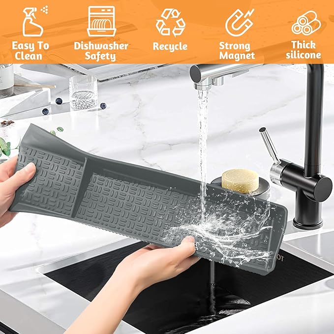 Magnetic Stove Shelf for Back of Stove, 30 Inch Silicone Stove Top Spice Rack for Kitchen Organization, Heat Resistant Over the Stove Shelf with 6 Powerful Magnets, Fits Flat & Curved Stoves- Grey - Image 5