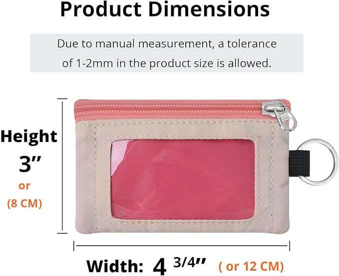 RFID Blocking Travel Wallet with Adjustable Lanyard, Small Nylon Zipper Pouch and Badge Holder for ID, Credit Cards, Cash, Keys, Commuters (Pink+Almond) - Image 3