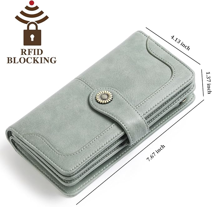 Wallets for Women Trifold Wristlet Wallets Large Capacity RFID Blocking Ladies Purse Credit Card Holder - Image 4