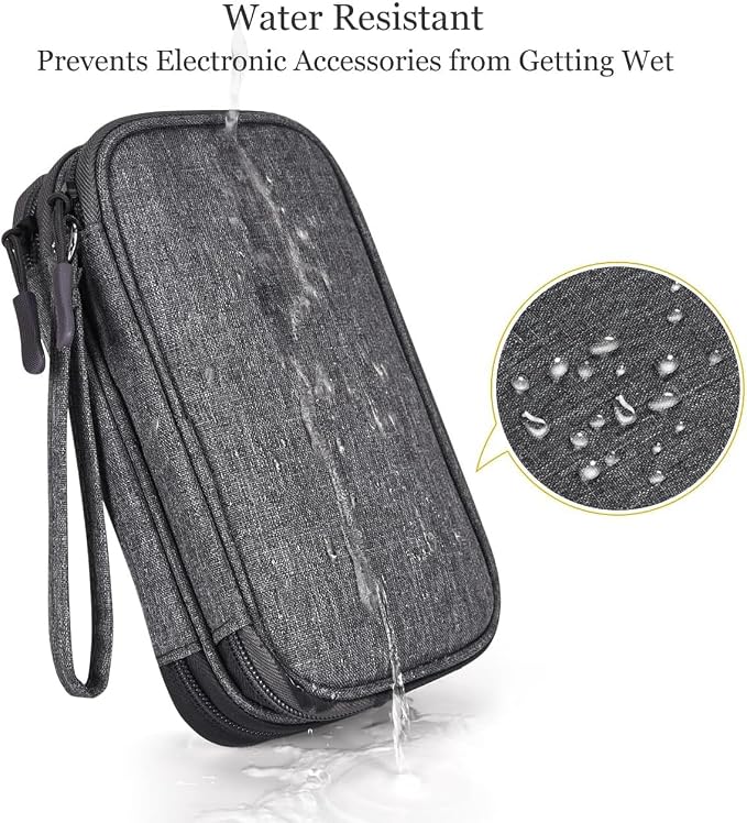 Electronic Organizer Travel Cable Accessories Bag, Electronic Organizer Case, Waterproof Electronic Accessories Organizer Bag for Power Bank, Charging Cords, USB Cable (Dark Gray) - Image 4