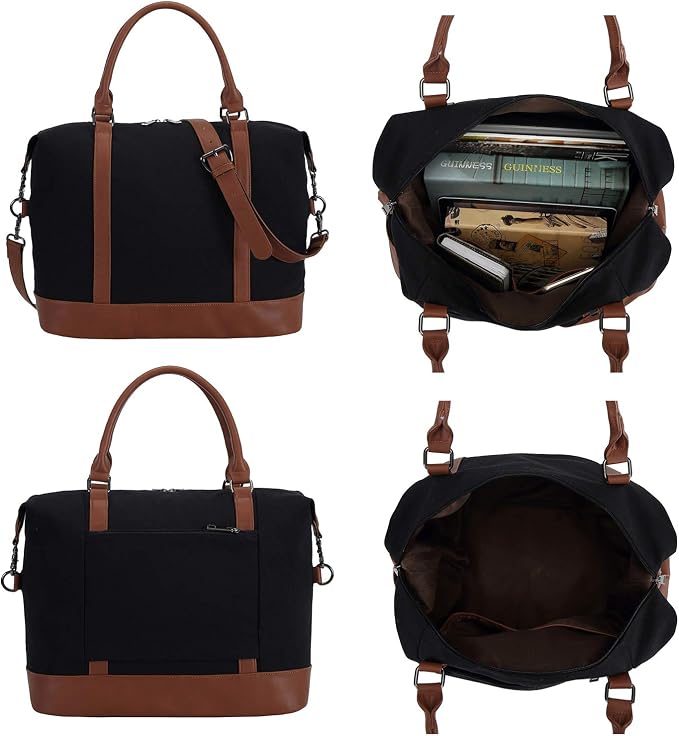 Bluboon Travel Tote Bags with Zipper Ladies Canvas Bag Weekender Overnight Bag for Women Carry on Duffel Bag Trolley Sleeve - Image 7