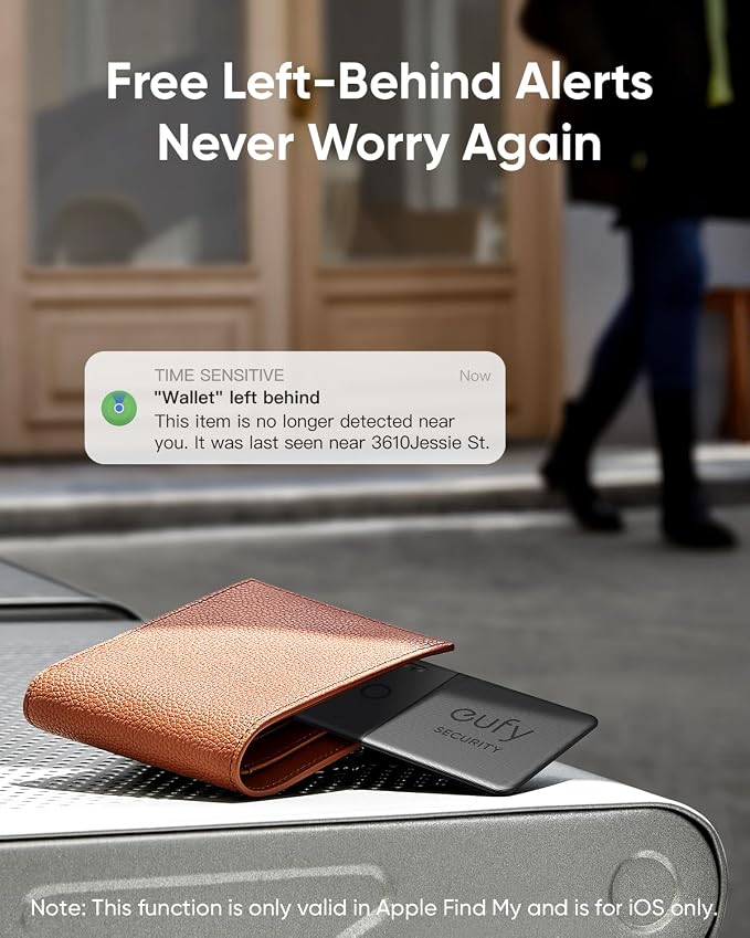 eufy Security SmartTrack Card E30 (Black, 1-Pack), Rechargeable, Works with Apple Find My (iOS Only), Bluetooth Tracker, Perfect for Wallet, Passport, and Laptop, Water Resistant - Image 8