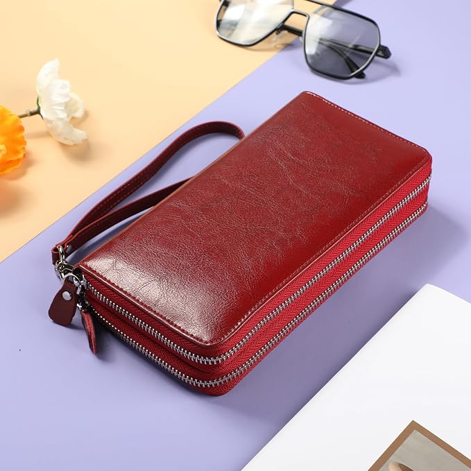 Small Compact Women Wallet RFID Blocking Genuine Leather Bifold Purse with ID Windows - Image 3