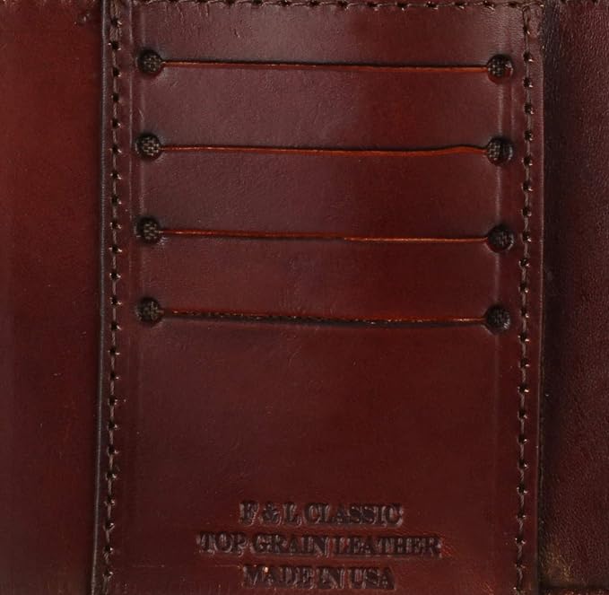 RFID Blocking Men's Tri-fold Vintage Biker Cowhide Leather Steel Chain Wallet,Snap closure, Made In USA,at315-129,flag/eagle,brown - Image 4