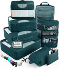 Veken 8 Set Packing Cubes for Travel Essentials,Anti-Wrinkle Buckled Suitcase Organizer for Shoe & Toiletry Bag,Carry On Luggage Bag with 99+ Count Mesh Holes for Airplane & College Dorm Accessories by Veken