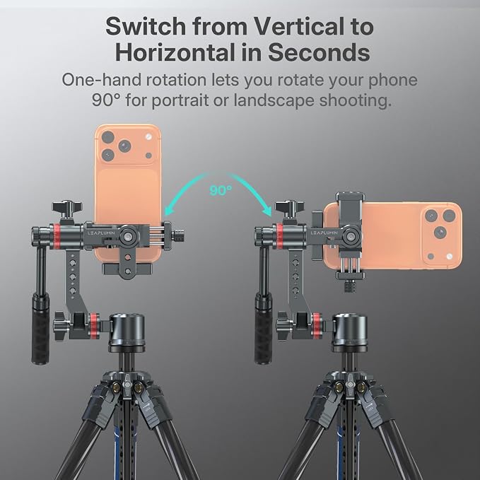 360°Rotating Tripod Phone Holder for Recording, Phone Tripod Mount with Fluid Design suitable for Video Live Streaming Vlogging Rig , Aluminum Phone Mount Compatible with iPhone 17/16/15/14 Pro - Image 4