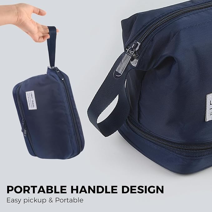 Travel Toiletry Bag Water-resistant with Hanging Hook for Womens Large Packing with Waterproof Wet/Dry Compartment Travel Shower Bags Travel Toiletry Organizer Dopp Kit Shaving Bag - Image 5