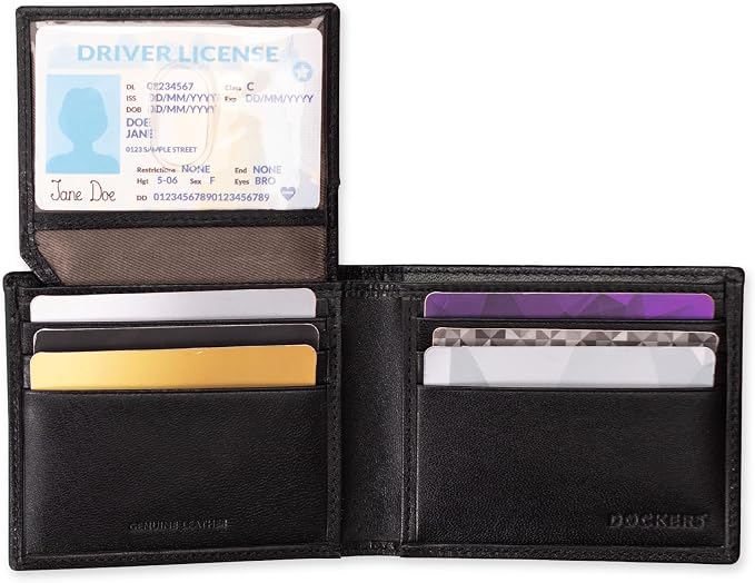 Dockers Men's Bifold Leather Wallet - Thin Slimfold RFID Blocking Security Smart Extra Capacity - Image 6