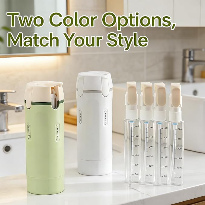 EdenEcho 4 in 1 Travel Dispenser, 4 Pack 1OZ/30ML Travel Bottles with Stickers for Toiletries, Leak Proof Travel Size Containers, Portable for Shampoo Lotion Conditioner Cream Green - Image 4