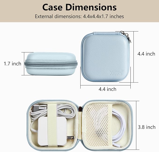 Portable Charger Case, Tech Pouch Travel Organizer, M, Blue | Hard Shell Electronic Storage for MacBook Power Adapter, Charging Cords, USB Drives, Power Bank Laptop Accessories - Image 2
