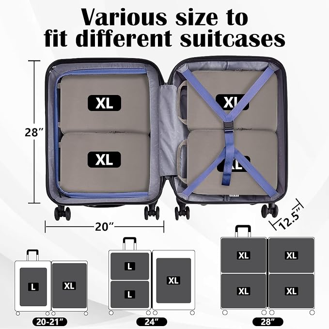 Compression Packing Cubes for Travel Packing Organizers, Khaki, 2L+2XL | Expandable Travel Cubes for Packing Suitcase Organizer Bags Compression Bags for Travel Accessories - Image 5
