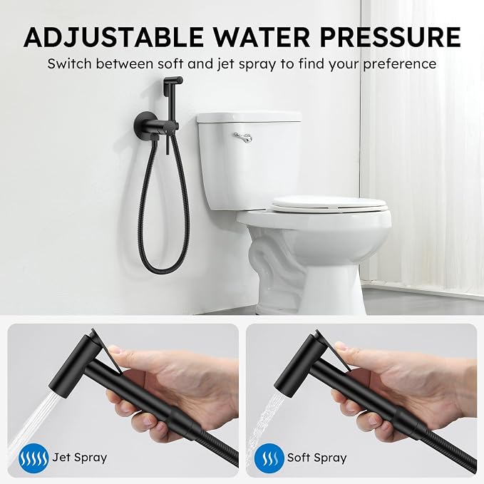 Arofa Built-in Hot and Cold Bidet Sprayer, Warm Water Bidet, Matte Black | Wall-Mounted Design, Dual Control Modes, Leak-Free Bidet Hose, Feminine/Baby/Pet Wash, Cloth Clean & Rinse, Stainless Steel - Image 5