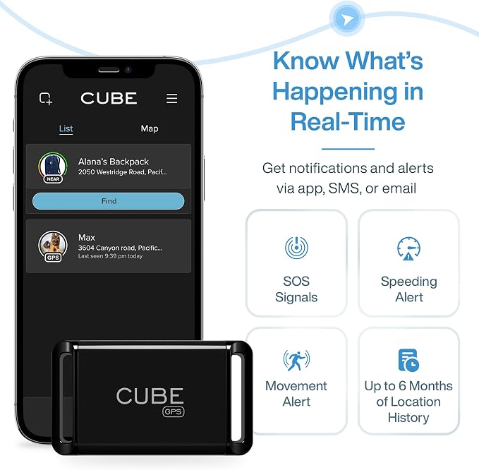 Cube GPS Tracker for Vehicles Assets Kids, Mini GPS Trackers for Dogs, Car Tracker Device: Real Time Worldwide Location SOS Pings Geo-Fencing + Rechargeable Battery Requires Subscription | IP67 Waterproof Mini GPS Tracker Device with Movement Alerts, G... - Image 5